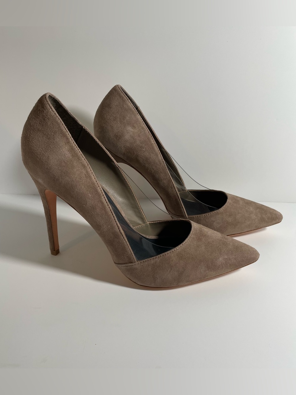 MARCIANO Leather Taupe Suede Pumps - Picture 4 of 16